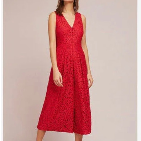 Moulinette Soeurs Pants - Moulinette Soeurs red lace jumpsuit